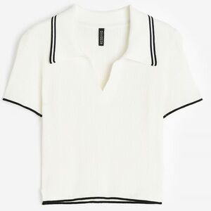 H&M Ribbed Polo Shirt Fitted Short Sleeve